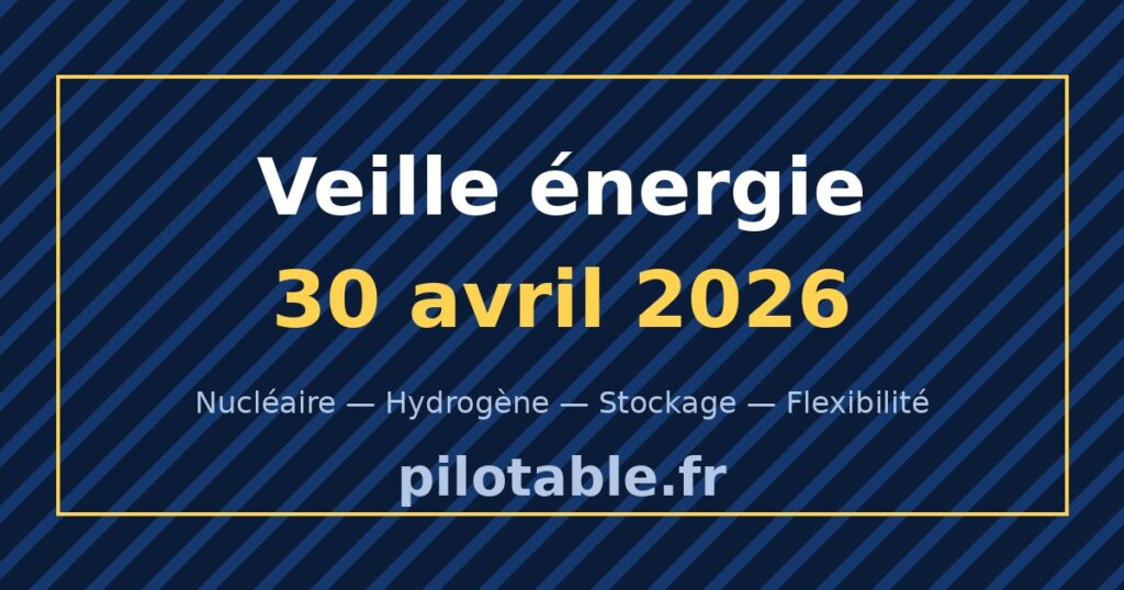 Veille énergie pilotable du 30 avril 2026 — nucléaire, hydrogène, stockage, flexibilité
