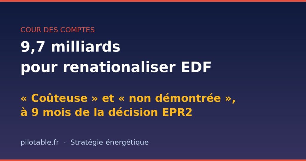 Cour des comptes — renationalisation d'EDF jugée coûteuse à neuf mois de la décision finale EPR2