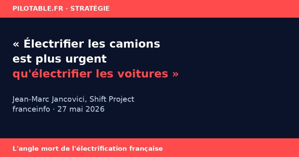Jean-Marc Jancovici sur franceinfo — priorité à l'électrification des camions et de l'industrie