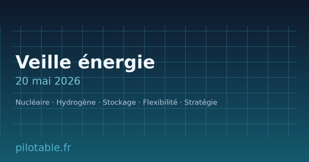 Veille énergie pilotable du 20 mai 2026 — actualités nucléaire, hydrogène, stockage et flexibilité