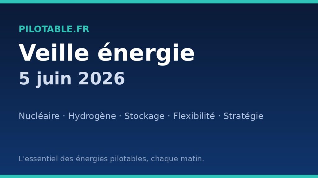Veille énergie pilotable du 5 juin 2026 — nucléaire, hydrogène, stockage et flexibilité