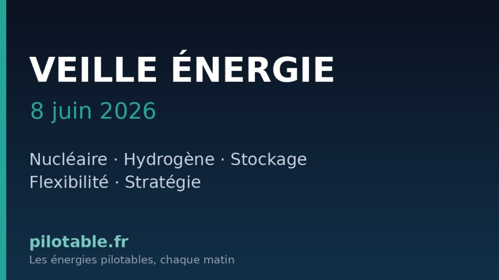 Veille énergie pilotable du 8 juin 2026 — nucléaire, hydrogène, stockage et flexibilité