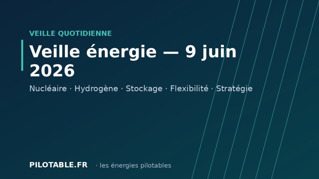 Veille énergie pilotable du 9 juin 2026 — nucléaire, hydrogène, stockage et flexibilité