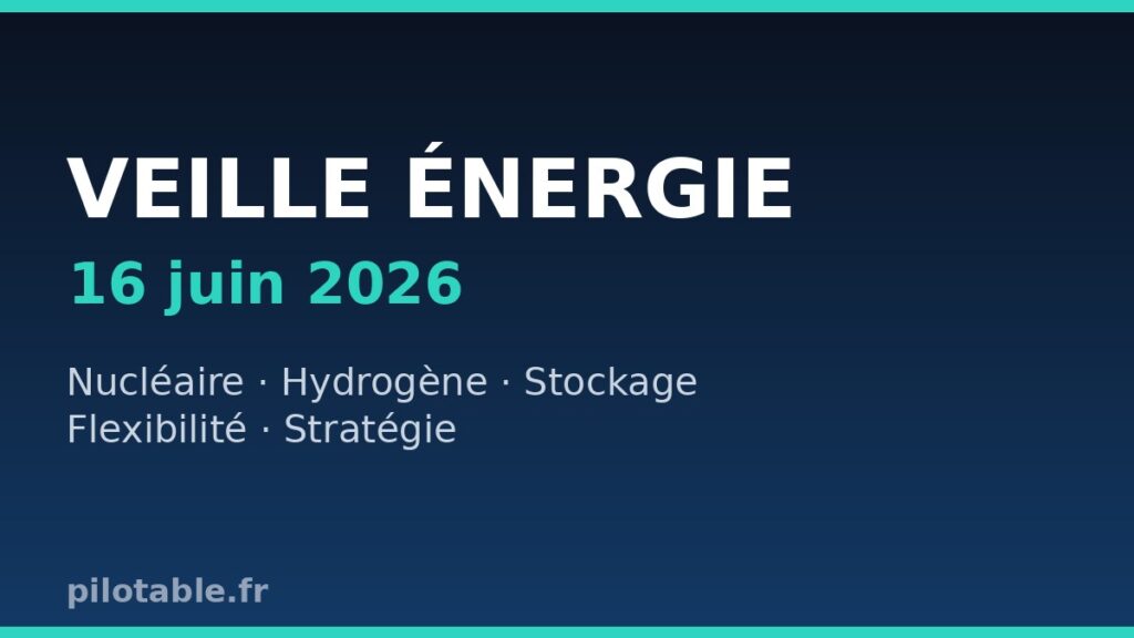 Veille énergie pilotable du 16 juin 2026 — nucléaire, hydrogène, stockage, flexibilité