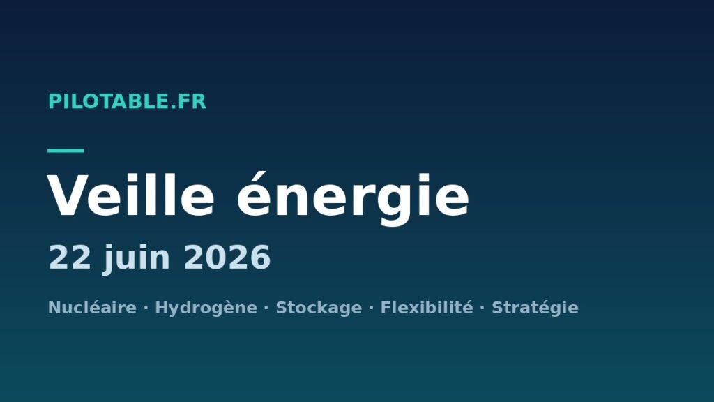 Veille énergie pilotable du 22 juin 2026