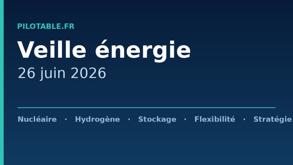 Veille énergie pilotable du 26 juin 2026 — nucléaire, hydrogène, stockage, flexibilité