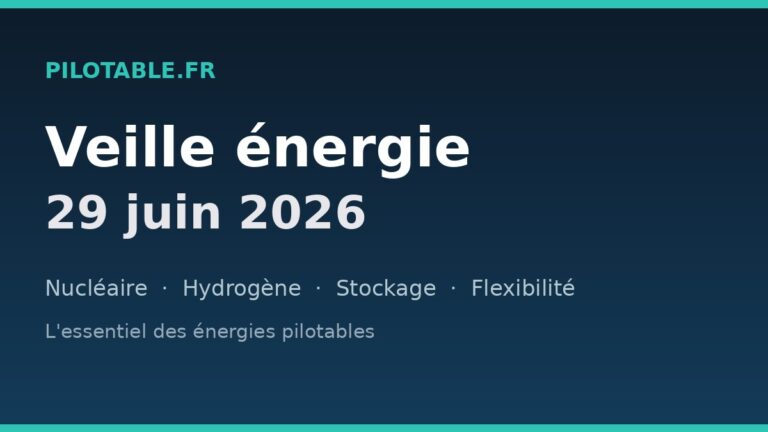 Veille énergie — 29 juin 2026