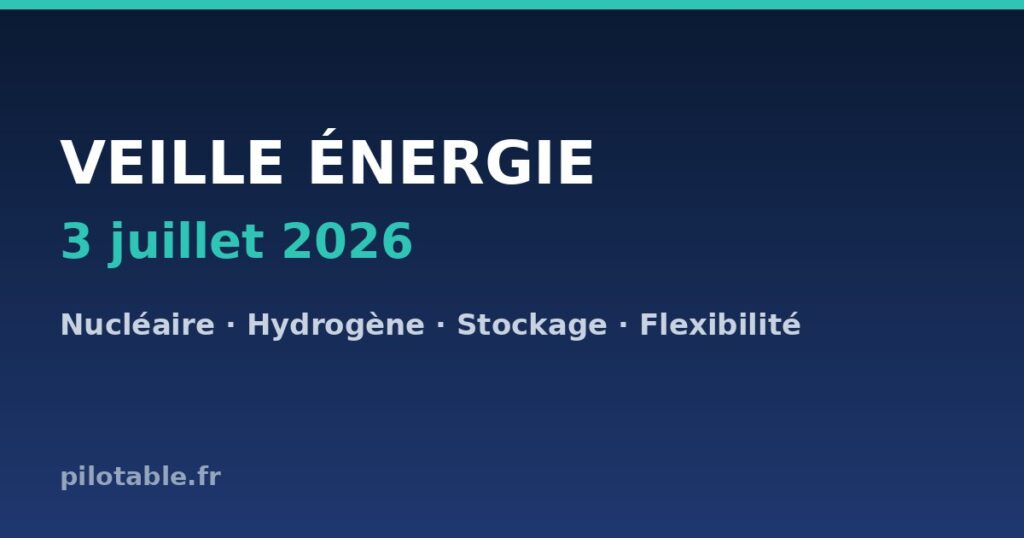 Veille énergie pilotable du 6 juillet 2026 — nucléaire, hydrogène, stockage, flexibilité