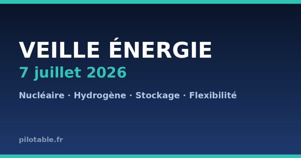 Veille énergie pilotable du 7 juillet 2026 — nucléaire, hydrogène, stockage, flexibilité