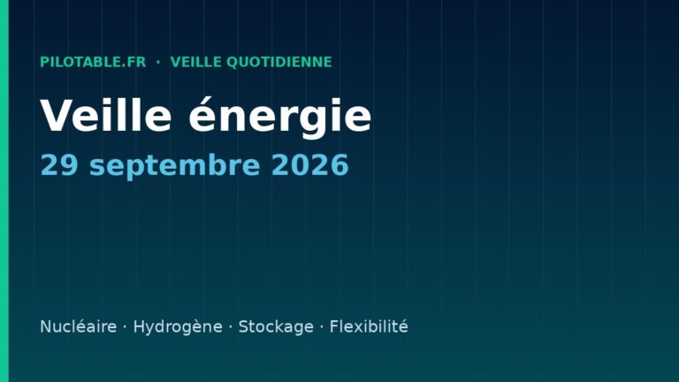 Veille énergie — 29 septembre 2026
